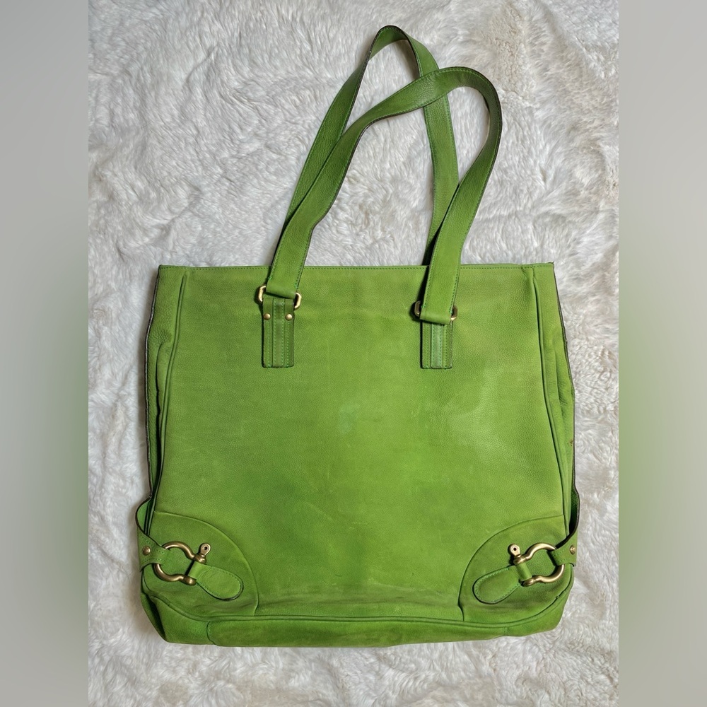 Burberry: Lime Green Suede Bag